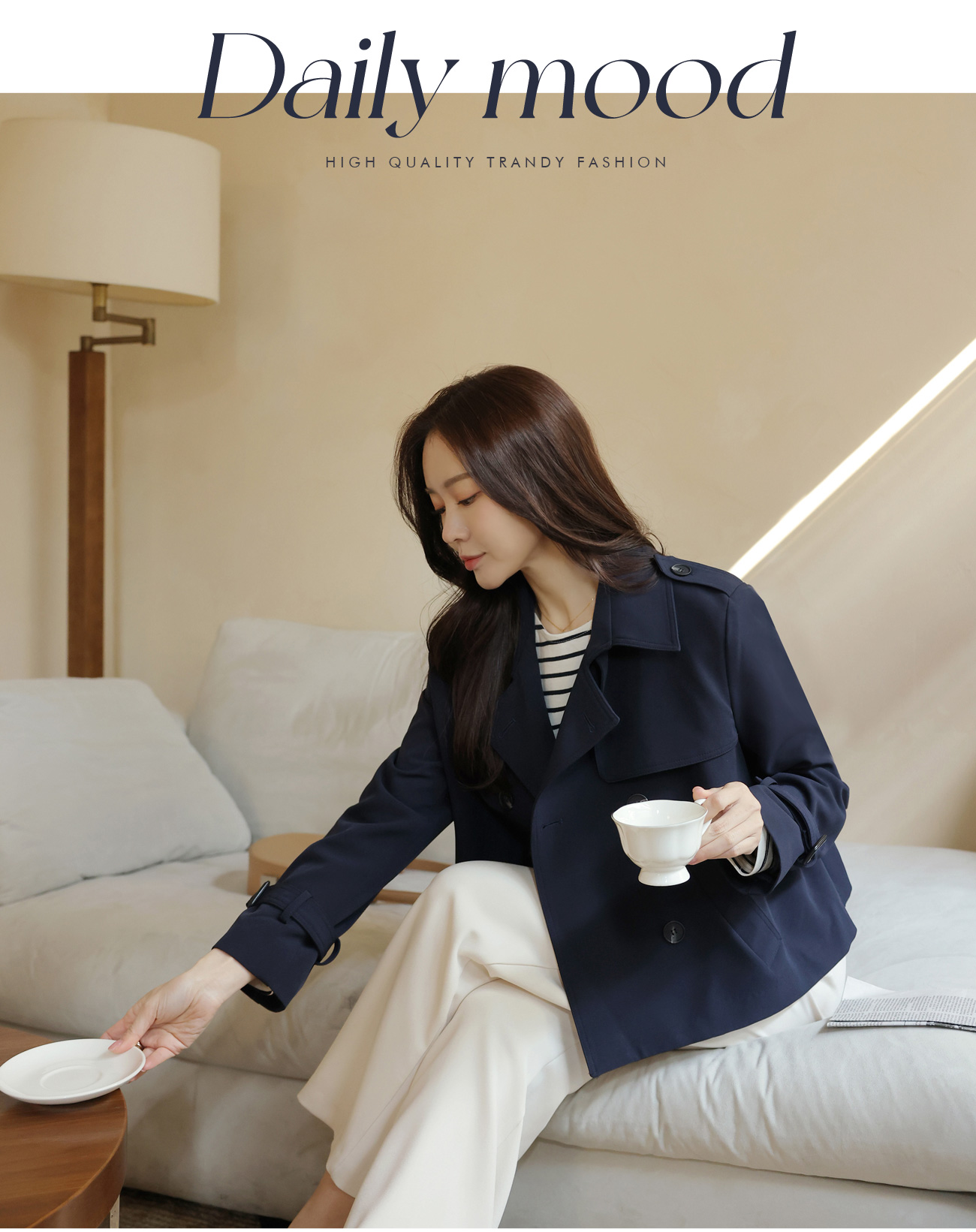 ダブルボタンショートトレンチコート | レディースファッション通販