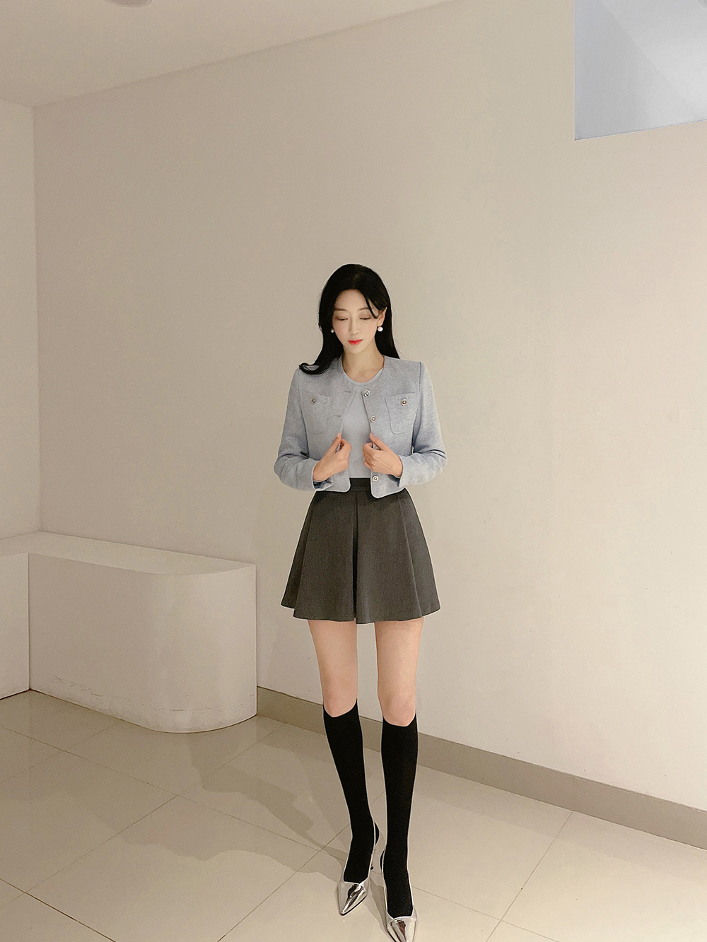 日本完売！O-Ruellia-Plain ミニスカート ボックスプリーツAラインミニスカート | レディースファッション
