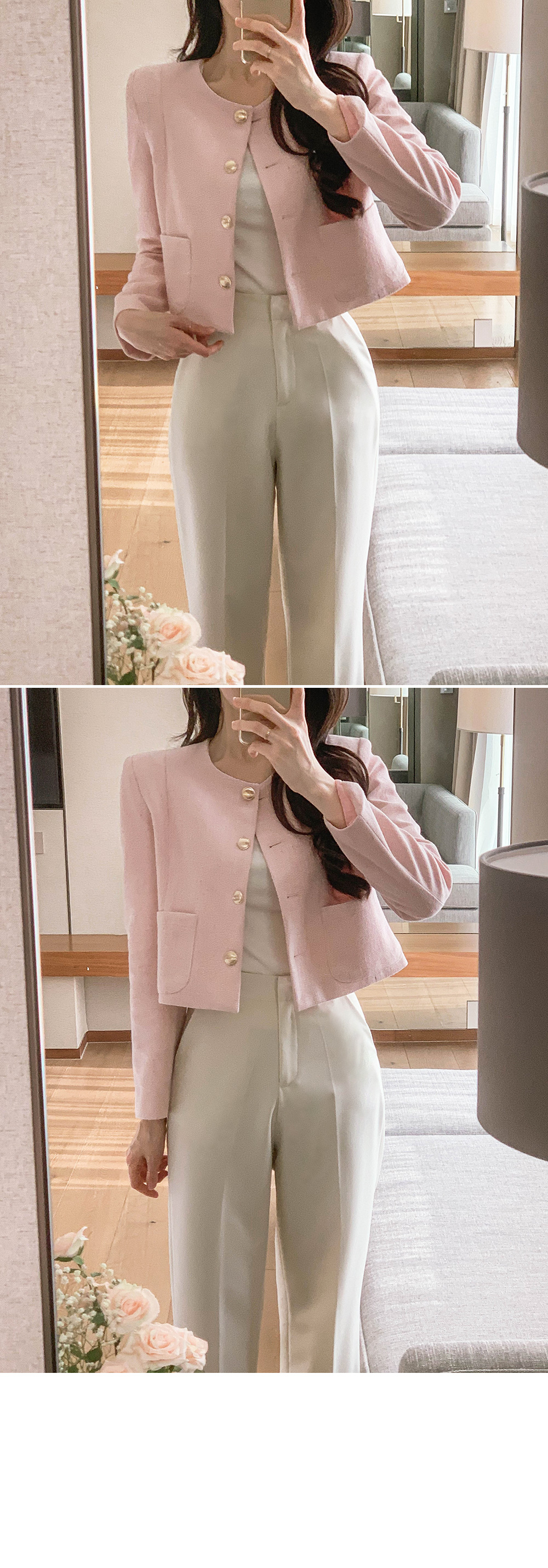 ツイードラウンドネックジャケット・p639096 ツイードラウンドネックジャケット | レディースファッション