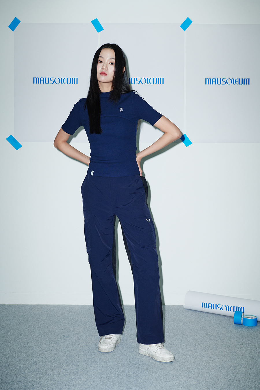 ツートーンDリングカーゴパンツ(NAVY) | レディースファッション