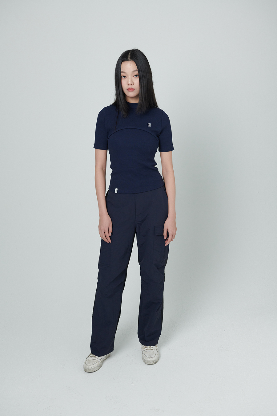 ツートーンDリングカーゴパンツ(NAVY) | レディースファッション通販