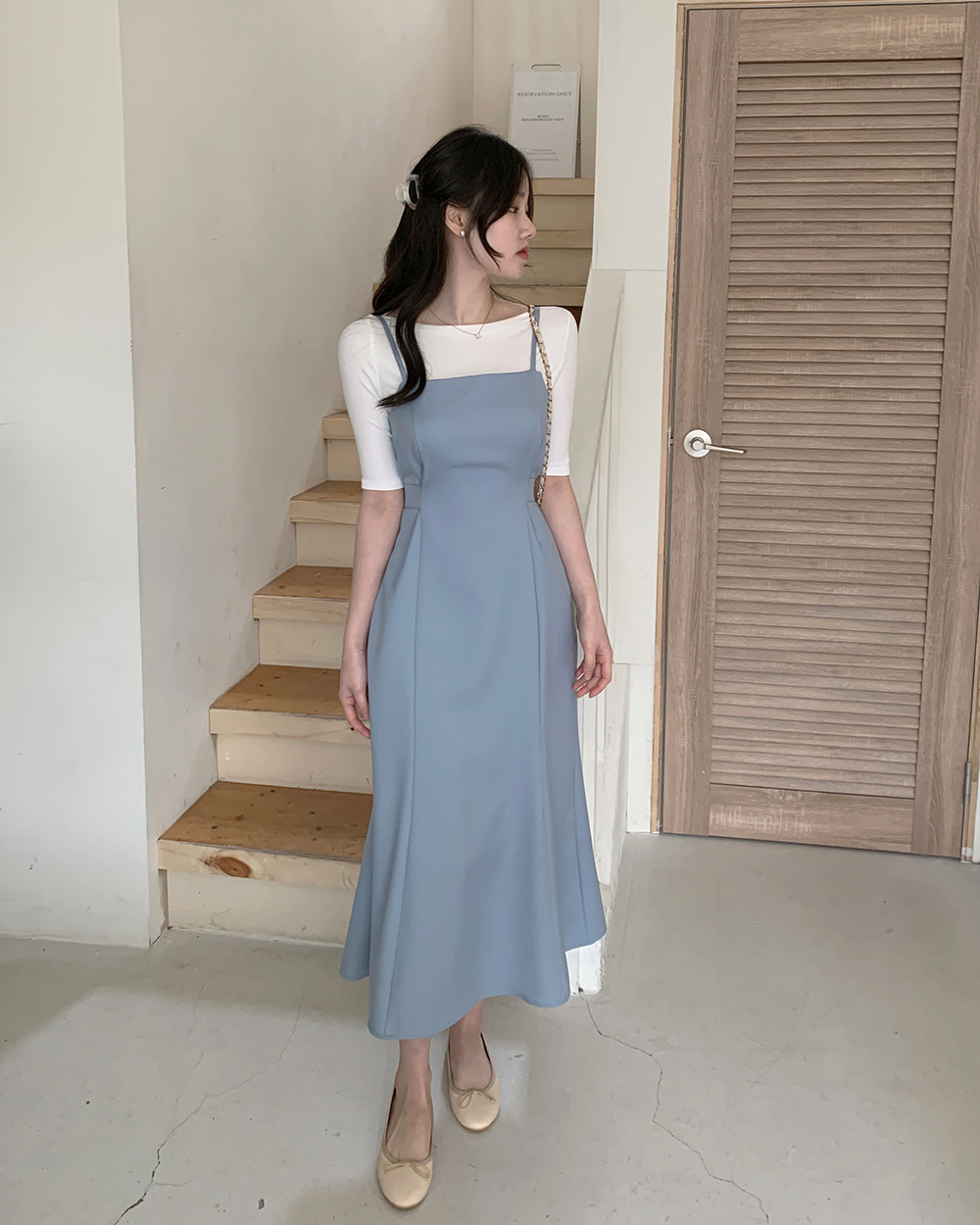 JOIEVE ドット ワンピース マーメイドスカート スクエアネック ワンピース JOIEVE ドット ワンピース マーメイドスカート スクエアネック