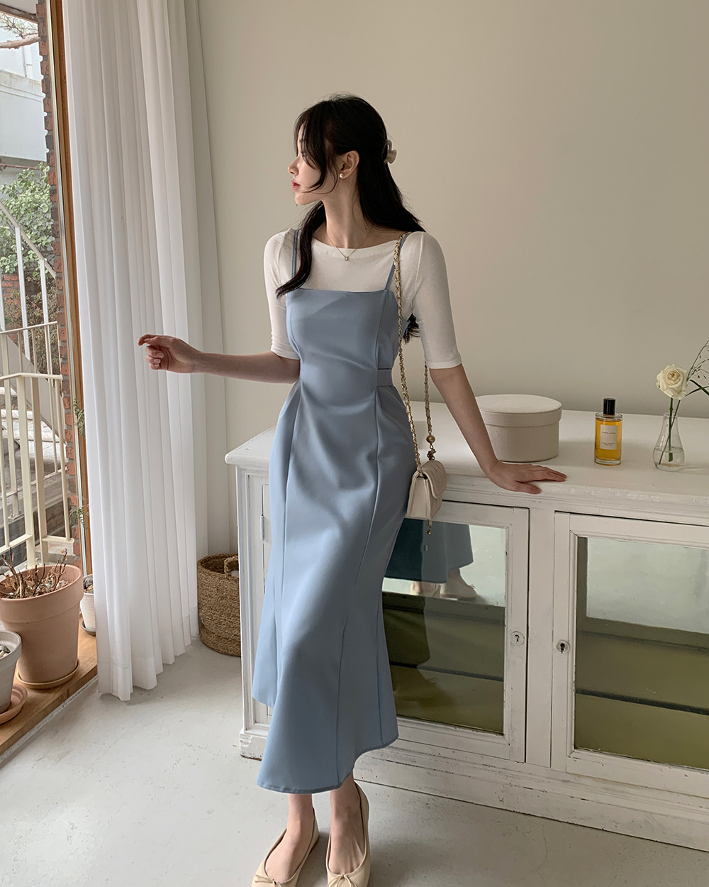 スクエアネックマーメイドビスチェワンピース | レディース