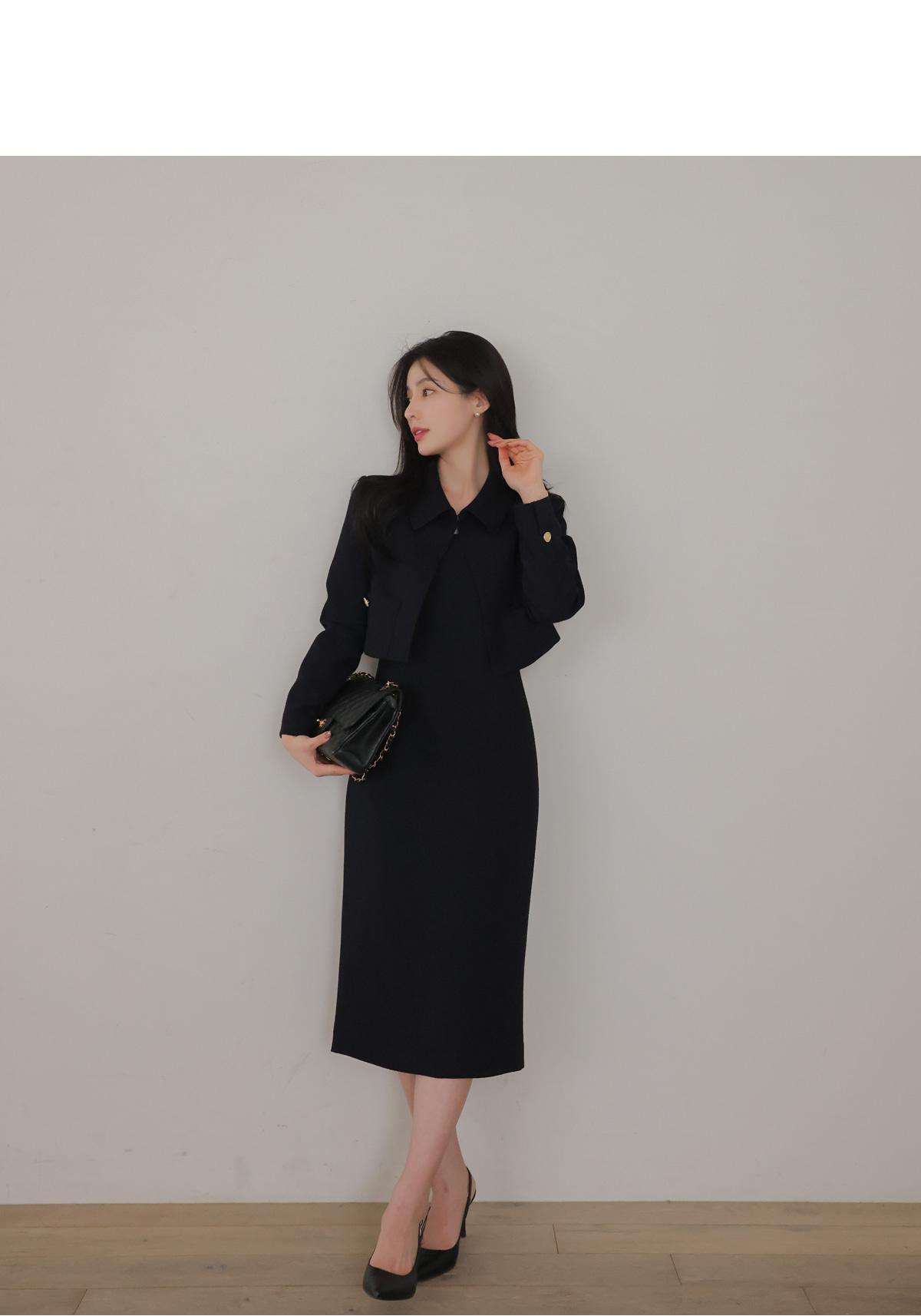 カラーネッククロップドツイードジャケット | レディースファッション