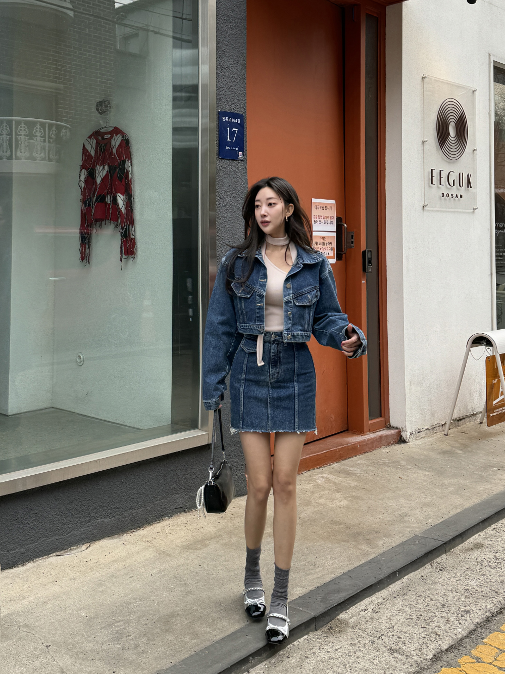 カットオフフラップデニムミニスカート | レディース