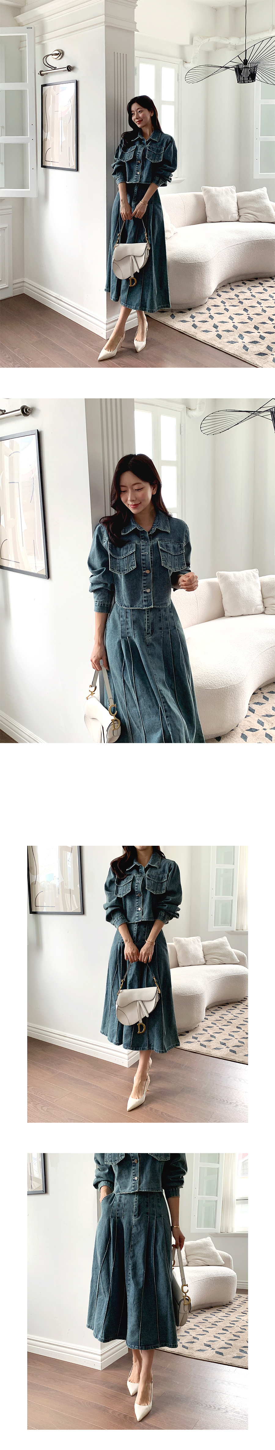 DIESEL デニムジャケット スカートセット クロップドデニムジャケット&ロングデニムスカートSET | レディース