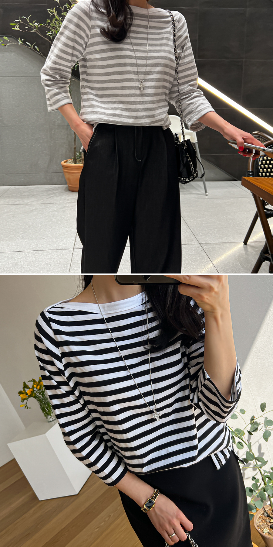 【新品タグ付】ボーダーズアットバルコニー ボートネックTシャツ ブラック 36 ボートネックボーダー7分袖Tシャツ | レディースファッション通販 - DHOLIC