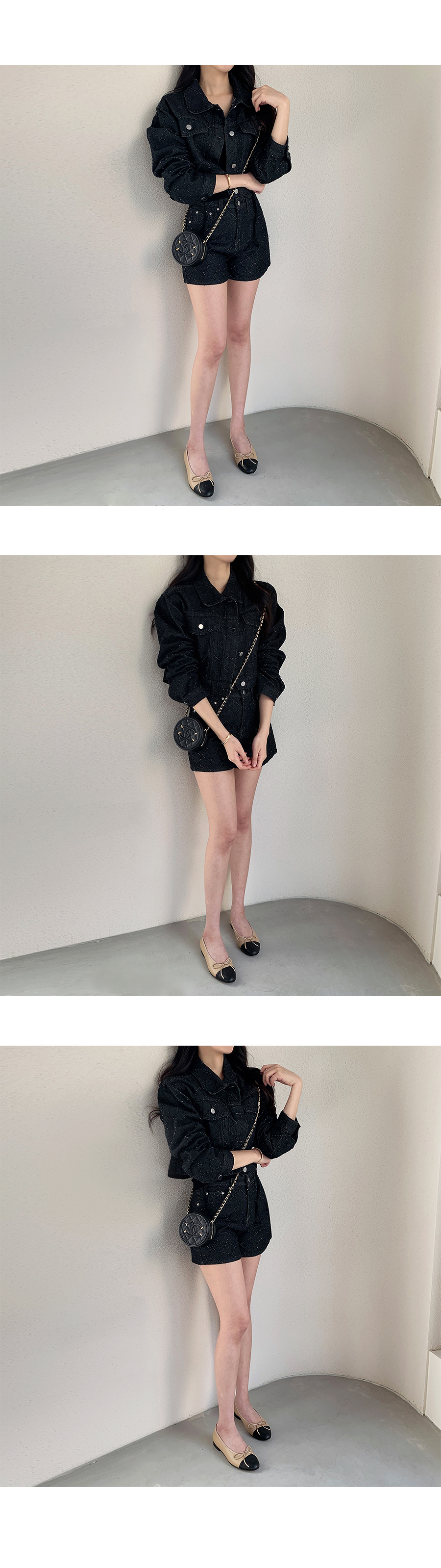 DHOLIC デニムセットアップ ダイヤパターンデニムジャケット&ショートパンツ ダイヤパターンデニムジャケット&ショートパンツSET