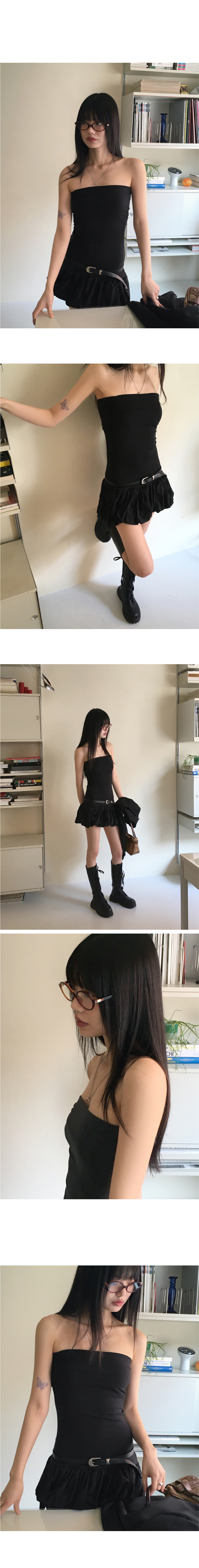 【vunque】カボチャパフミニワンピース パンプキンヘムチューブトップミニワンピース | レディース