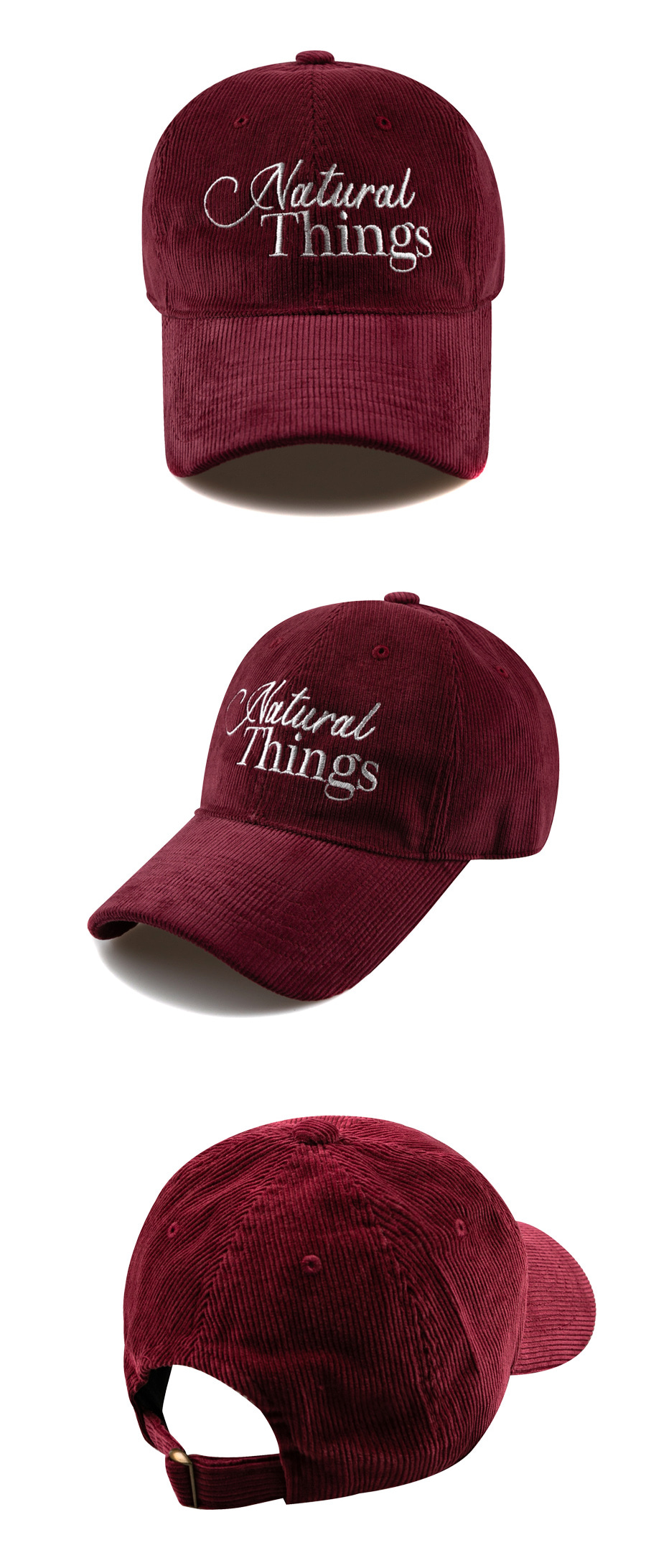 Natural Thingsコーデュロイキャップ(バーガンディ