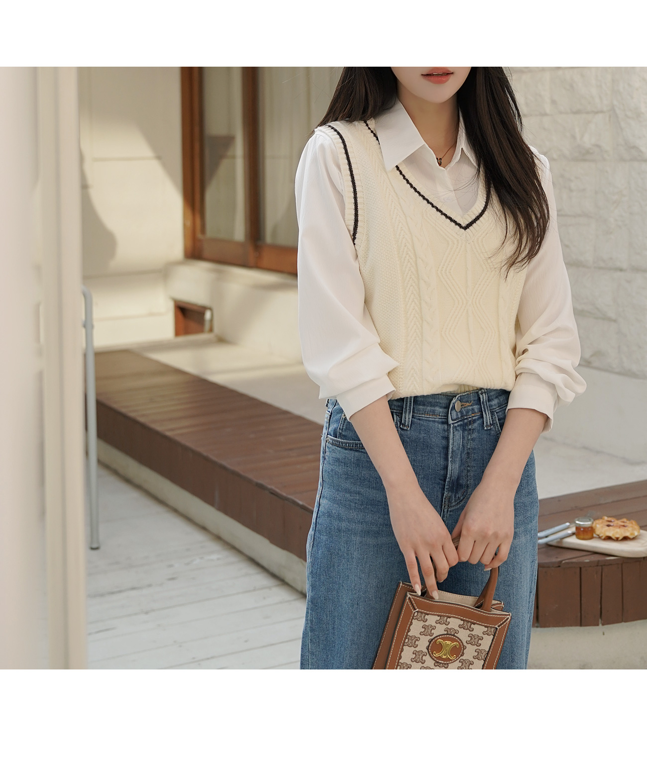 チルデンニットベスト&シャツSET | レディースファッション通販