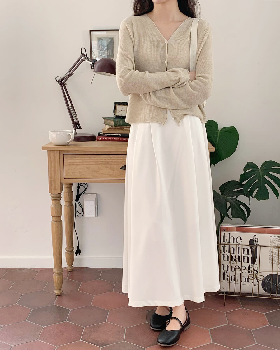 バックゴムピンタックロングフレアスカート | レディースファッション