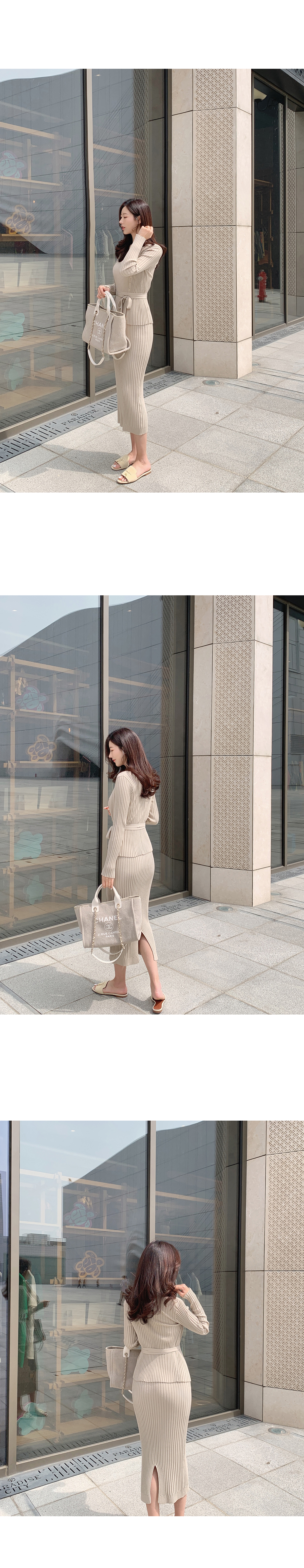 NOLLEY'S 【美品】【格子】【Vネック】ベージュワンピース M 1804710_info_DD0111D7-AA09-