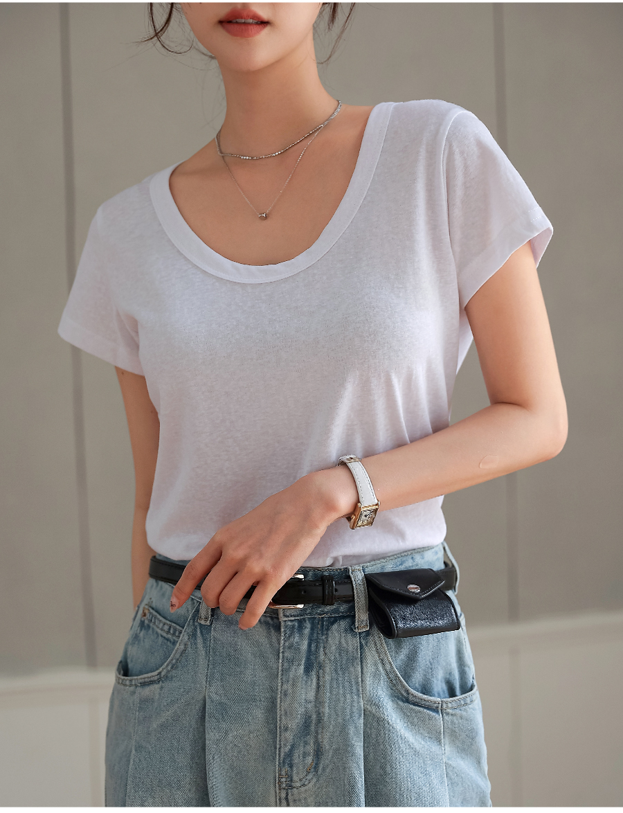 Uネック半袖Tシャツ | レディースファッション通販 - DHOLIC