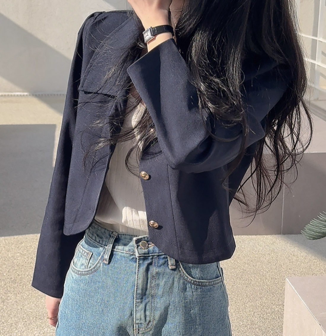 dholic ジャケット ワンボタンクロップドジャケット | レディースファッション通販 - DHOLIC