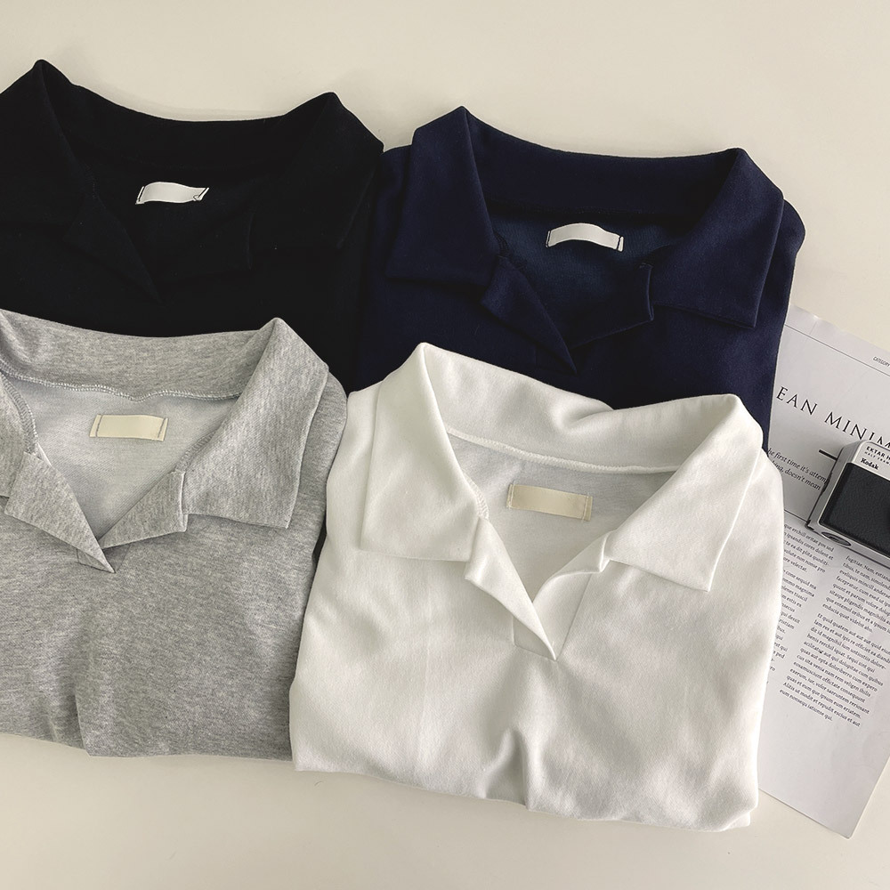 オープンカラークロップド半袖Tシャツ | レディースファッション通販