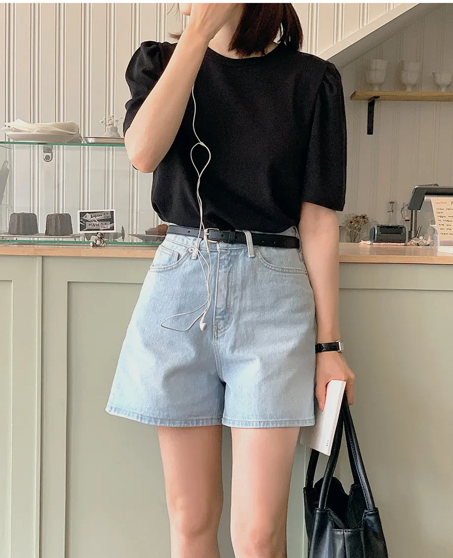 リリエンコ ラウンドネックパフシャリング半袖Tシャツ