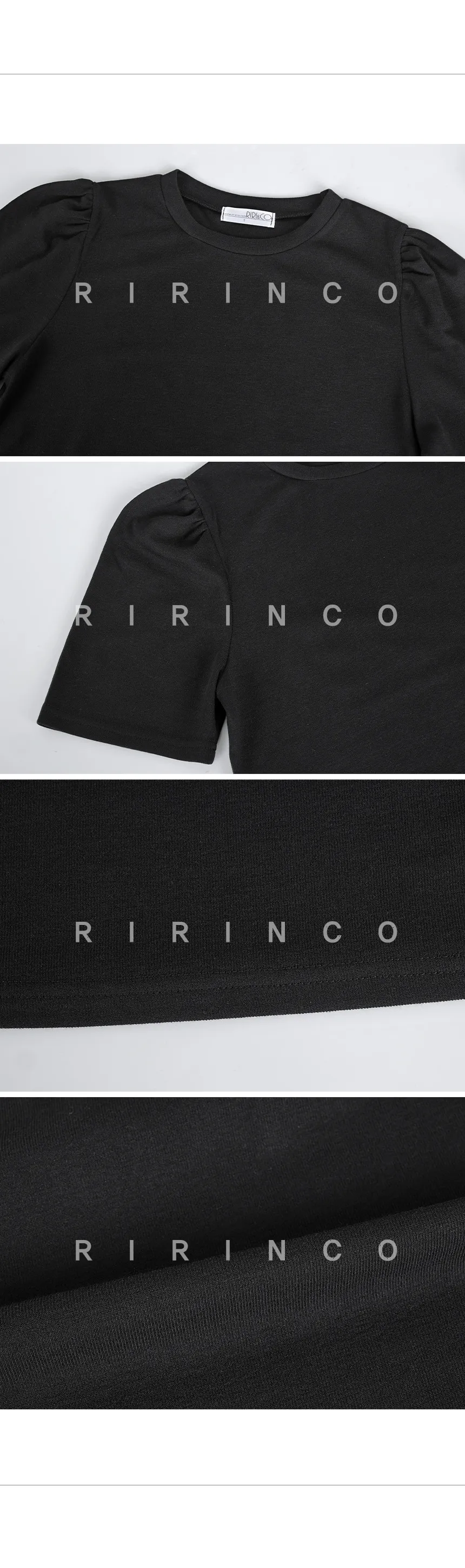 リリエンコ ラウンドネックパフシャリング半袖Tシャツ