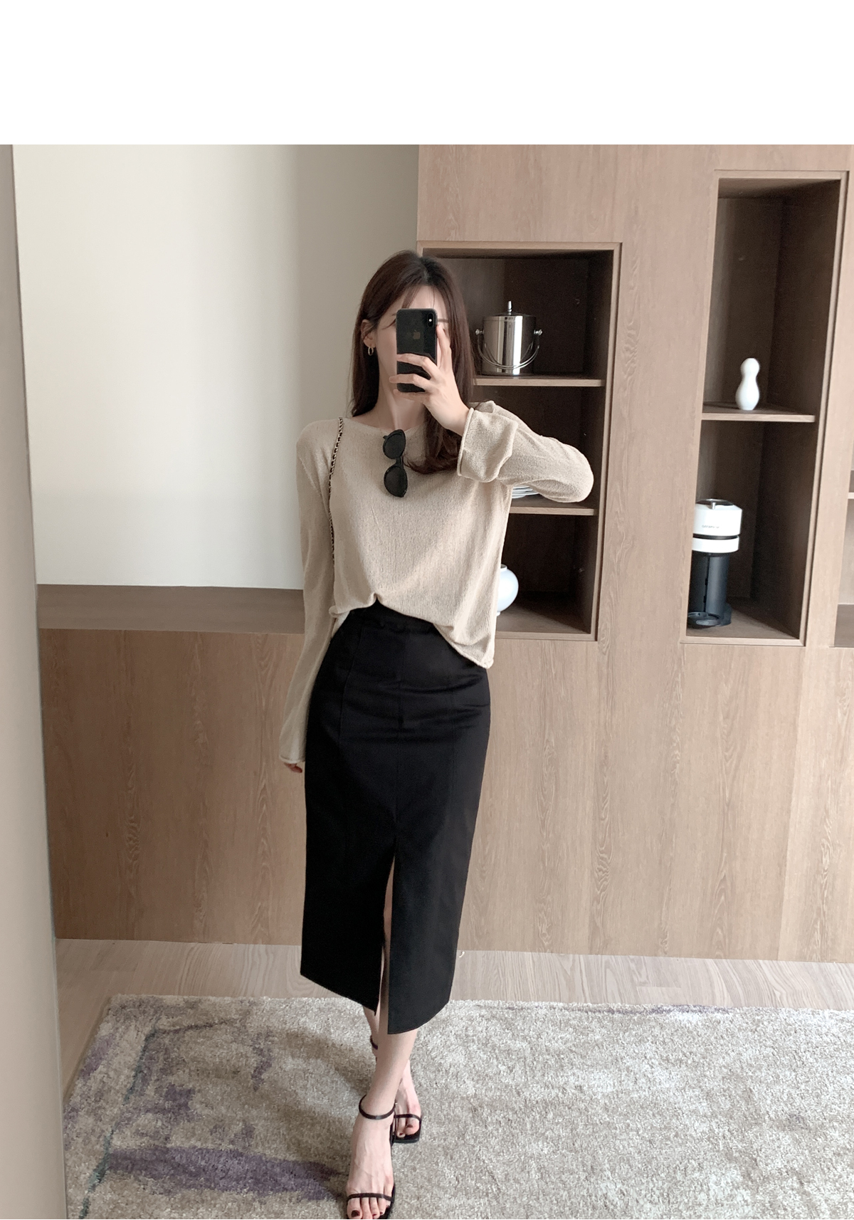 ベルト付フロントスリットスカート | レディースファッション