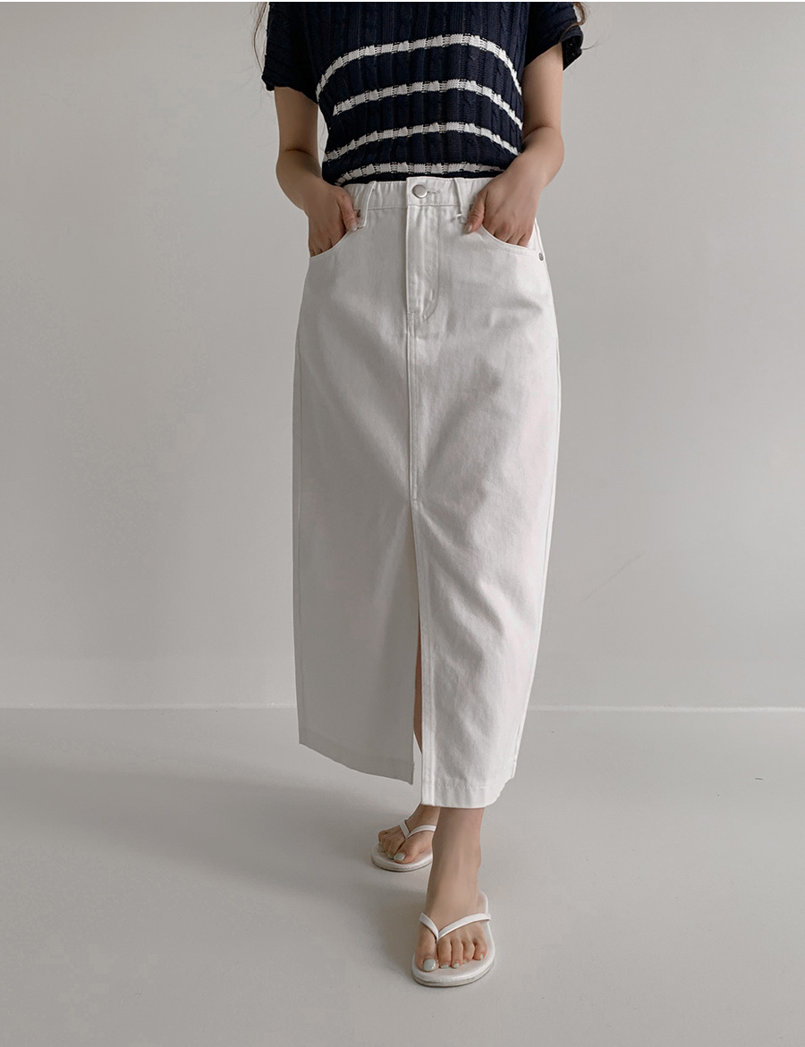 ウエストゴムスリットデニムスカート | レディースファッション