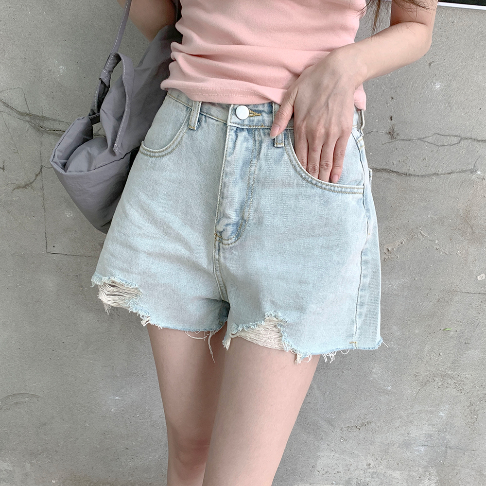 ワイドダメージショートデニムパンツ | レディースファッション通販