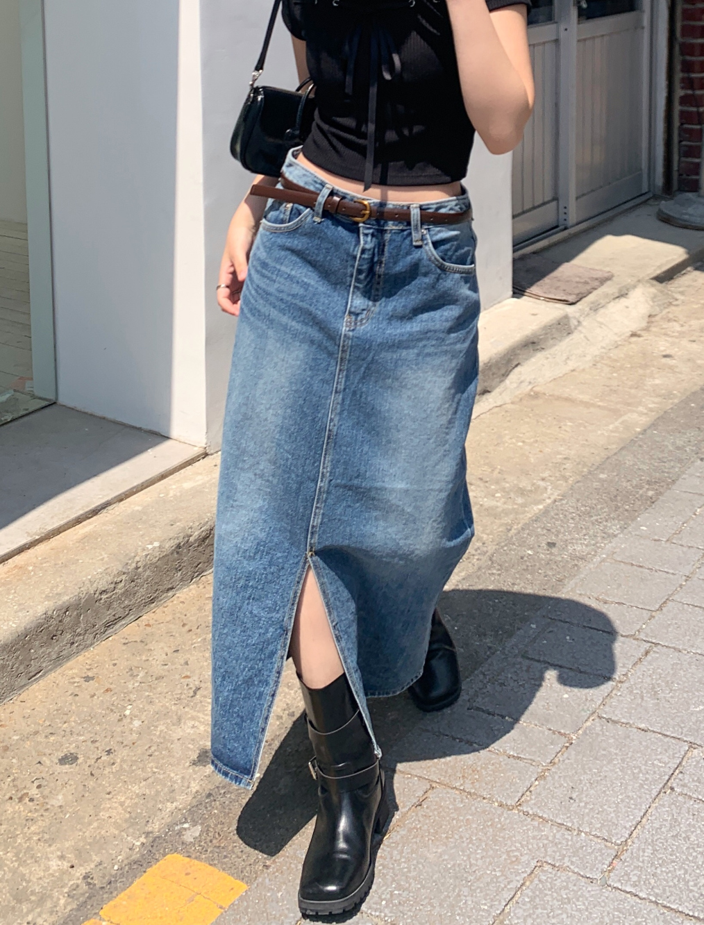 DIESEL ディーゼル デニム ロングスカート フロントスリット ハイウエスト フロントスリットデニムロングスカート | レディース
