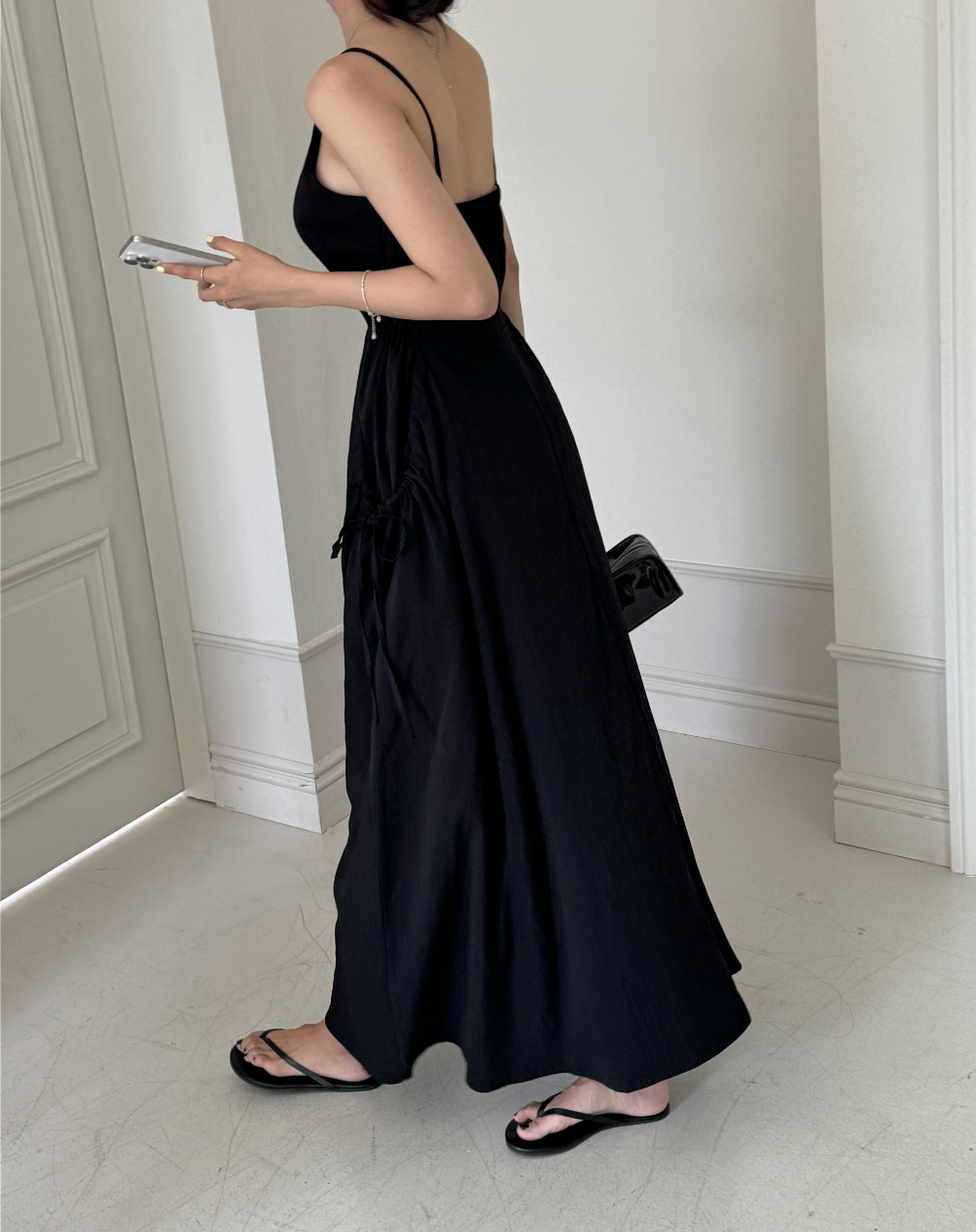 リボンポケットロングキャミワンピース | レディースファッション通販