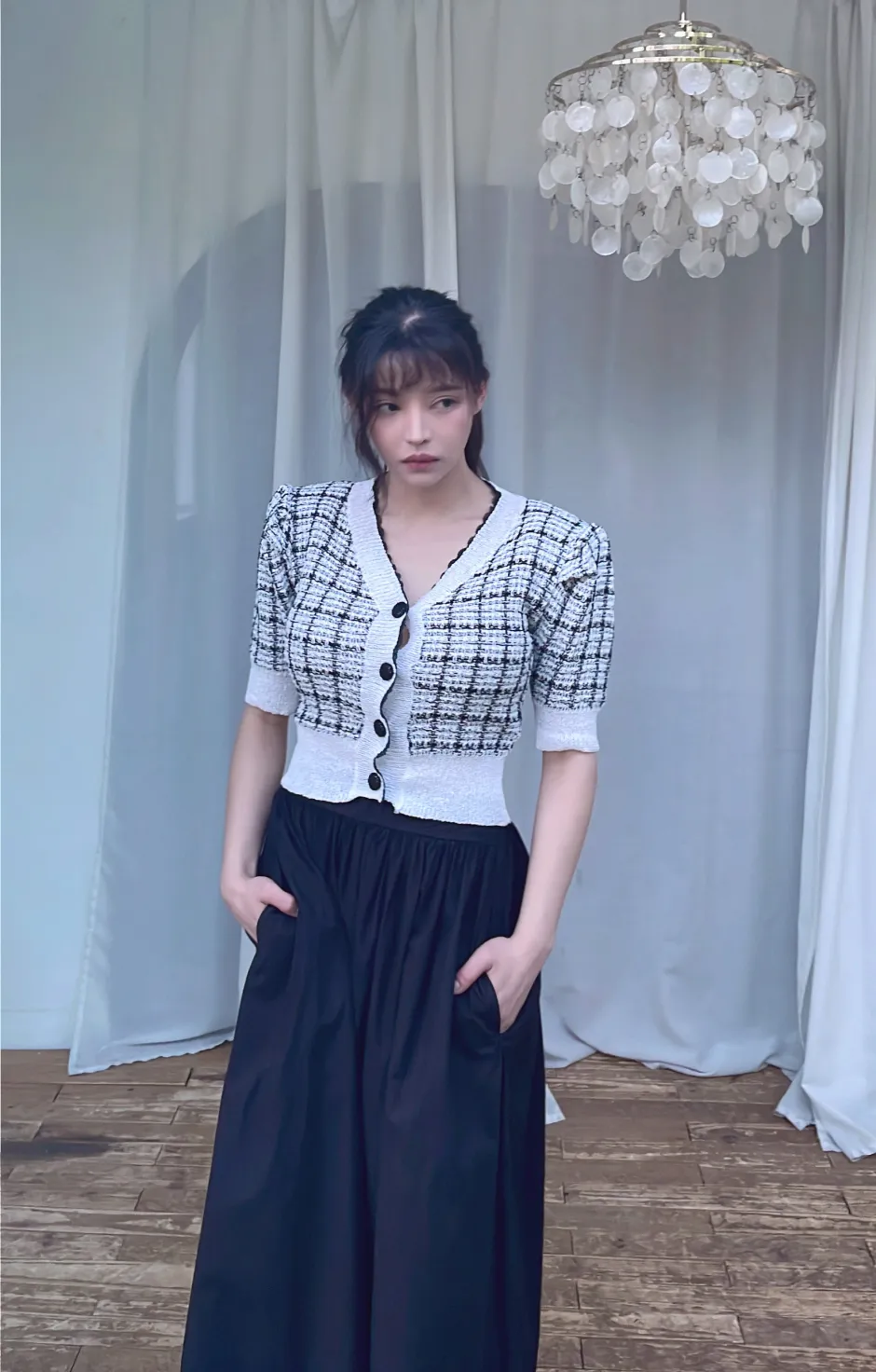 카디건 모델 착용 이미지-S1L27