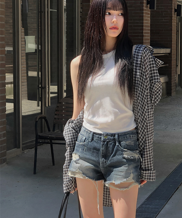 ダイヤ JEANS ダメージショートパンツ23インチ ダメージデニムショートパンツ レディース 夏[品番：KH000013714