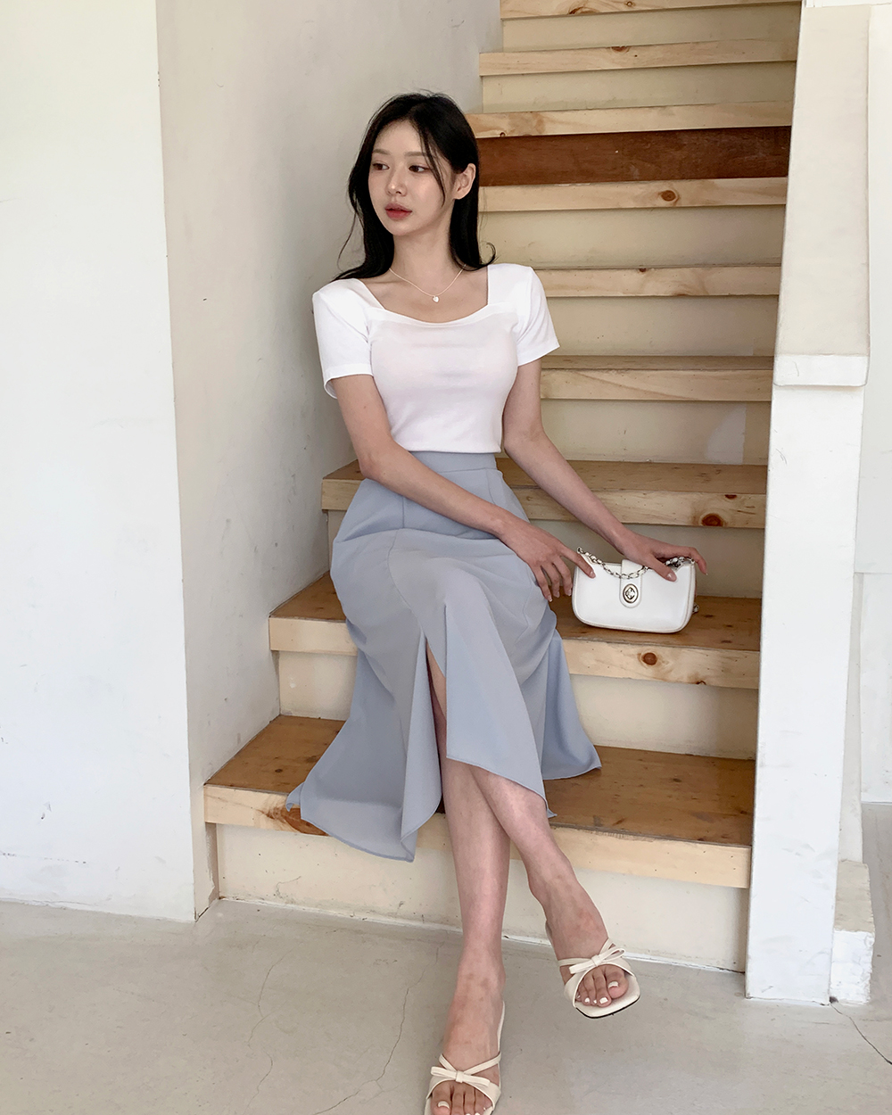 アンドマリー andmary リディアプリーツスリットスカート ANDMARY】Quinn slit skirt