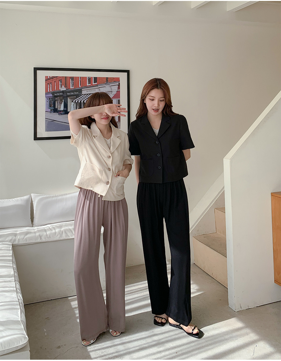 リネン混クロップド半袖ジャケット | レディースファッション通販 - DHOLIC