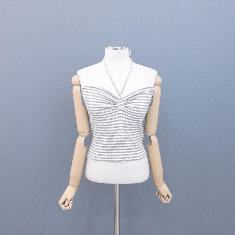 ホルターネックシャーリングボーダーチューブトップ | レディース