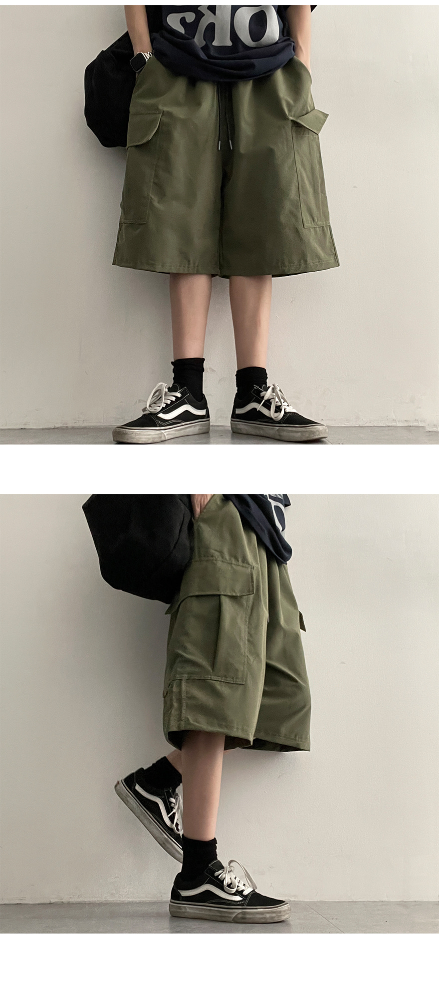 ナイロン混ドロストカーゴワイドハーフパンツ | レディース