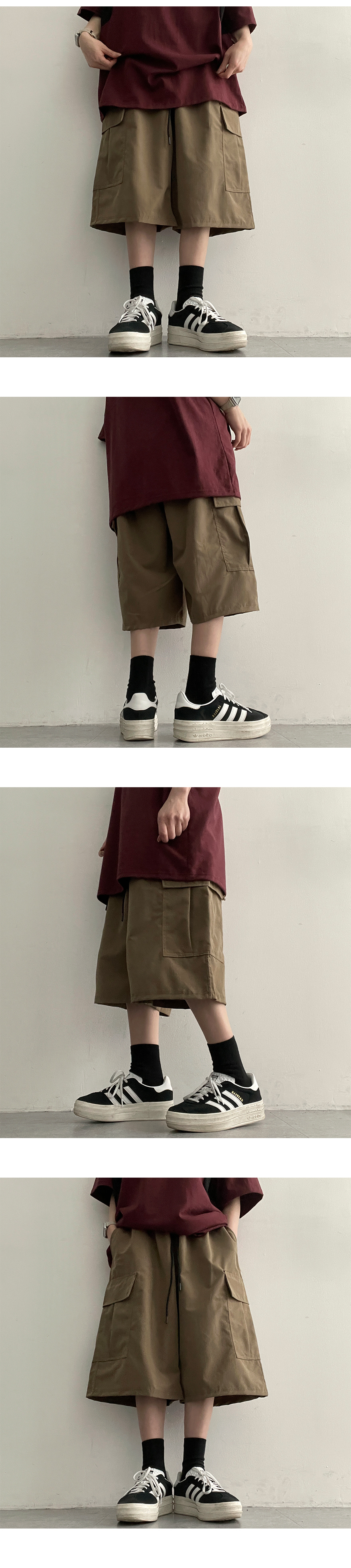 ナイロン混ドロストカーゴワイドハーフパンツ | レディース