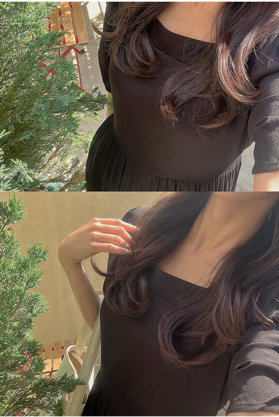 리리앤코 에이폴 셔링 퍼프 스퀘어넥 캉캉 롱 원피스