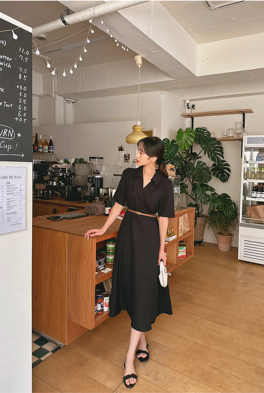 RIRINCO オープンカラーベルトカシュクールワンピース