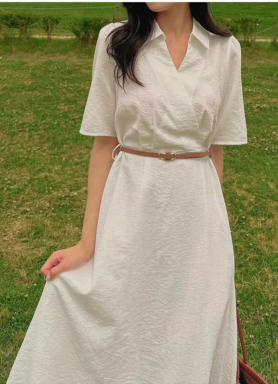 RIRINCO オープンカラーベルトカシュクールワンピース