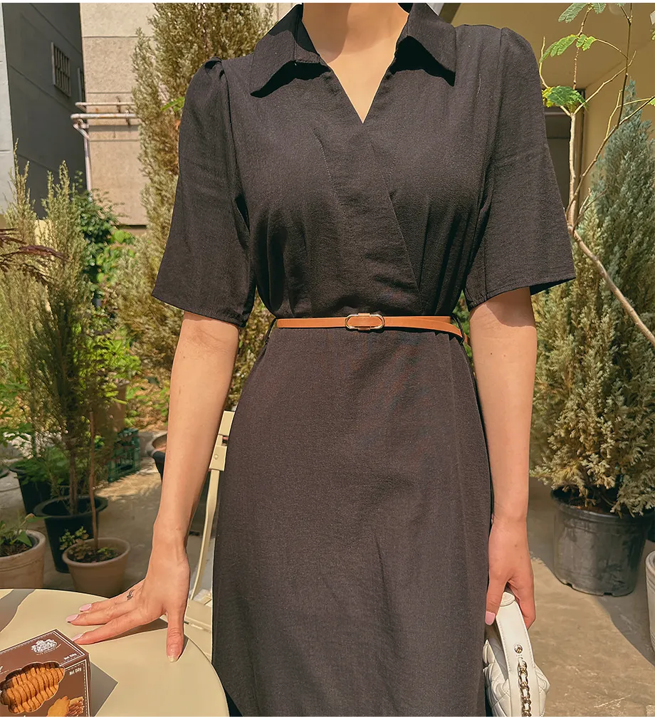 RIRINCO オープンカラーベルトカシュクールワンピース