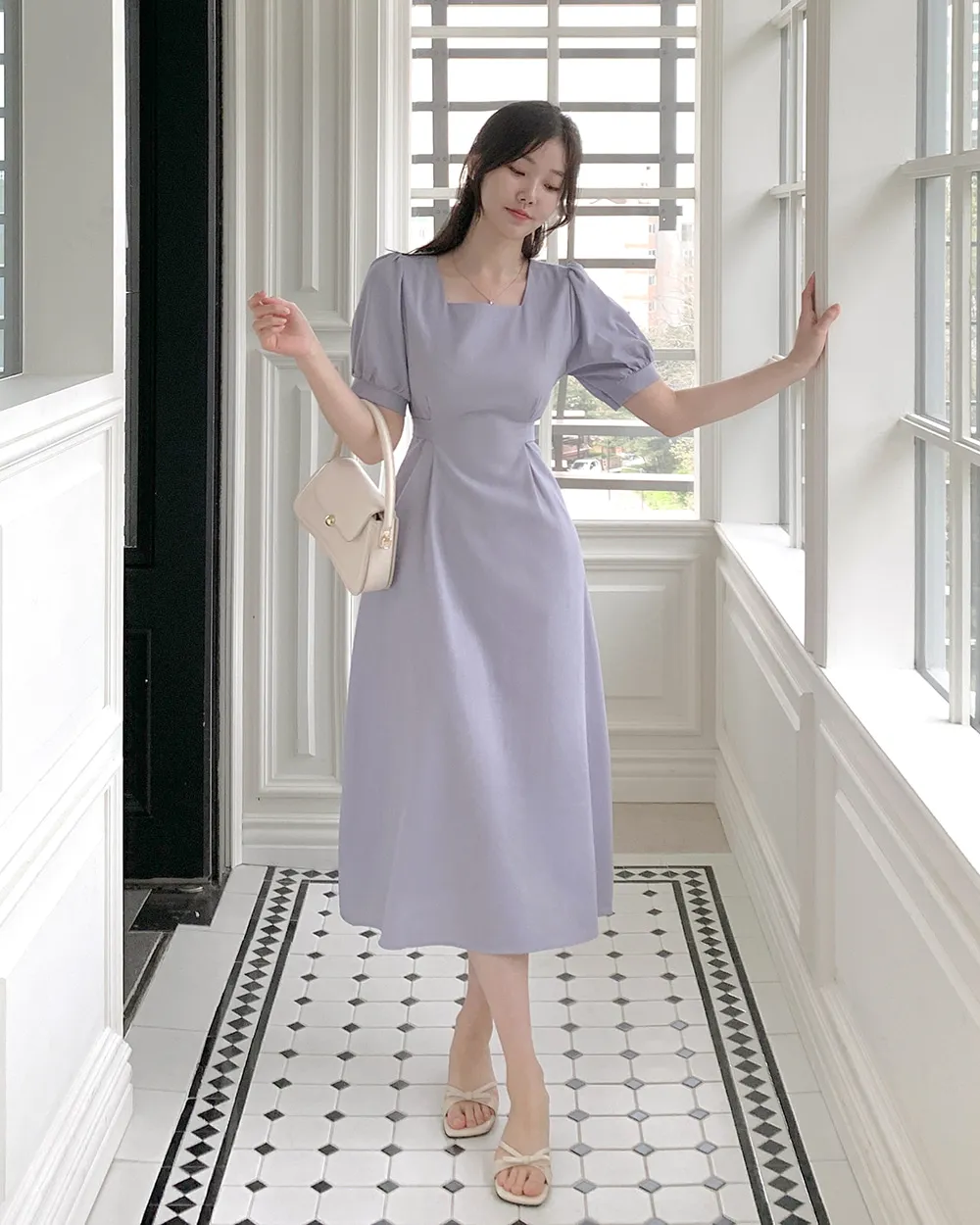 クロスストラップスクエアネックワンピース | レディース  