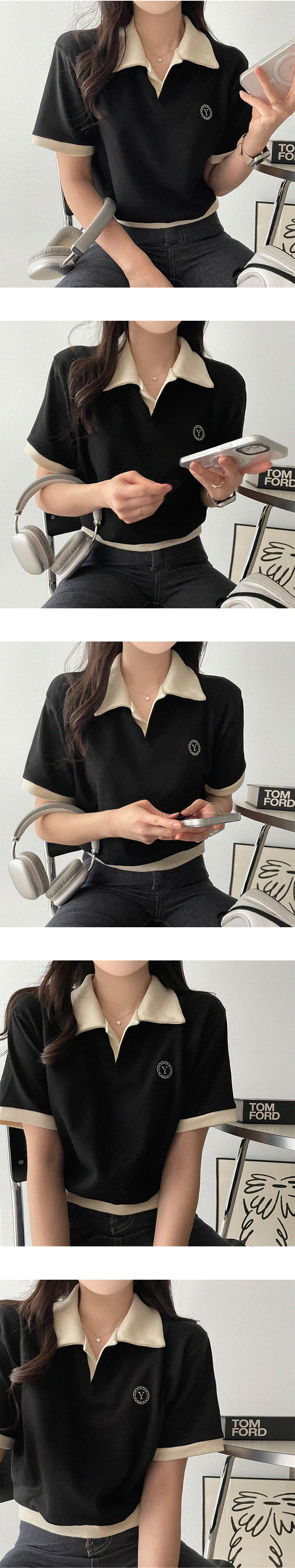 レディース スクリプト ロゴ クロップド 半袖 T シャツ XS tops1478b-5.jpg