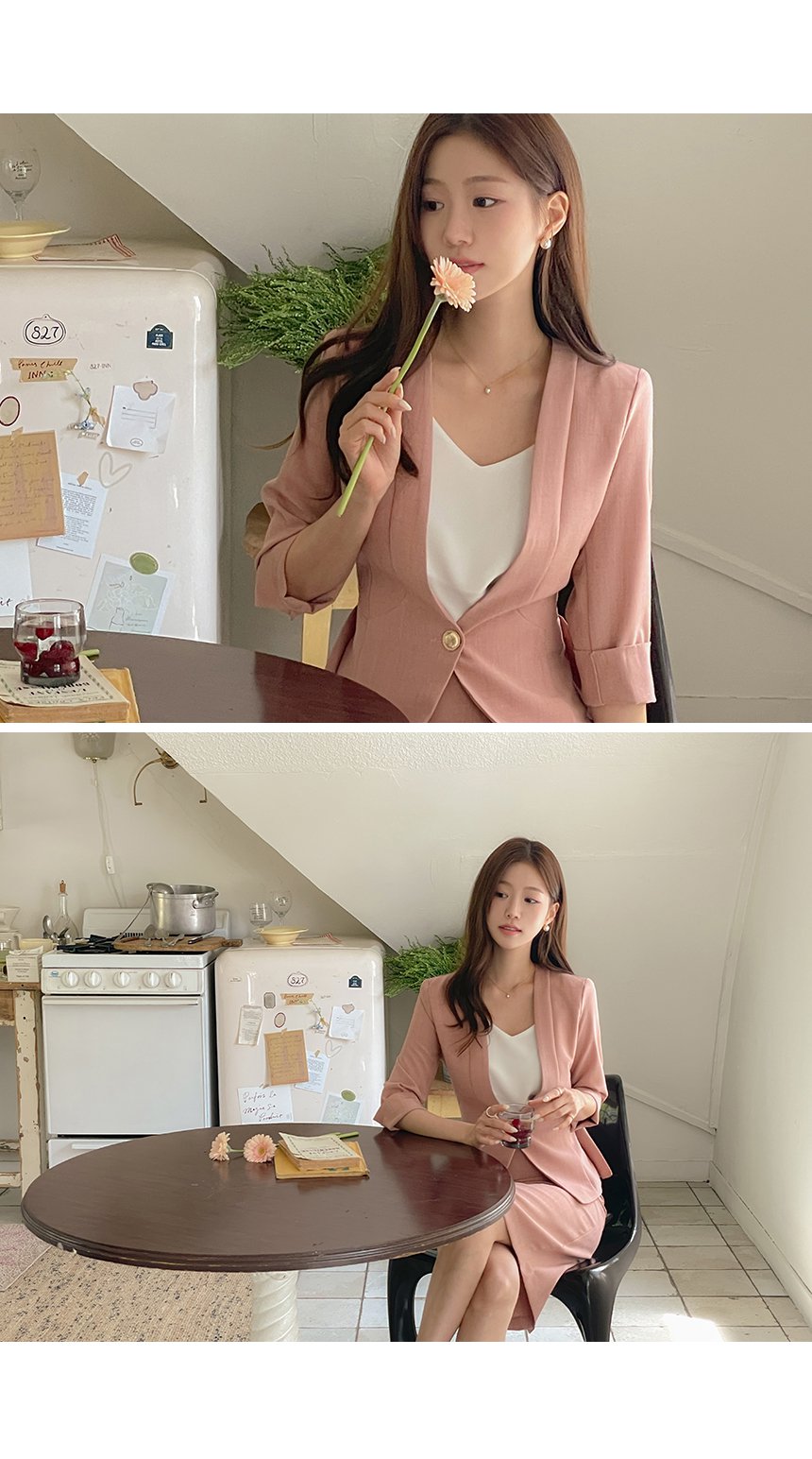 ゴールドワンボタンペプラムジャケット | レディースファッション通販