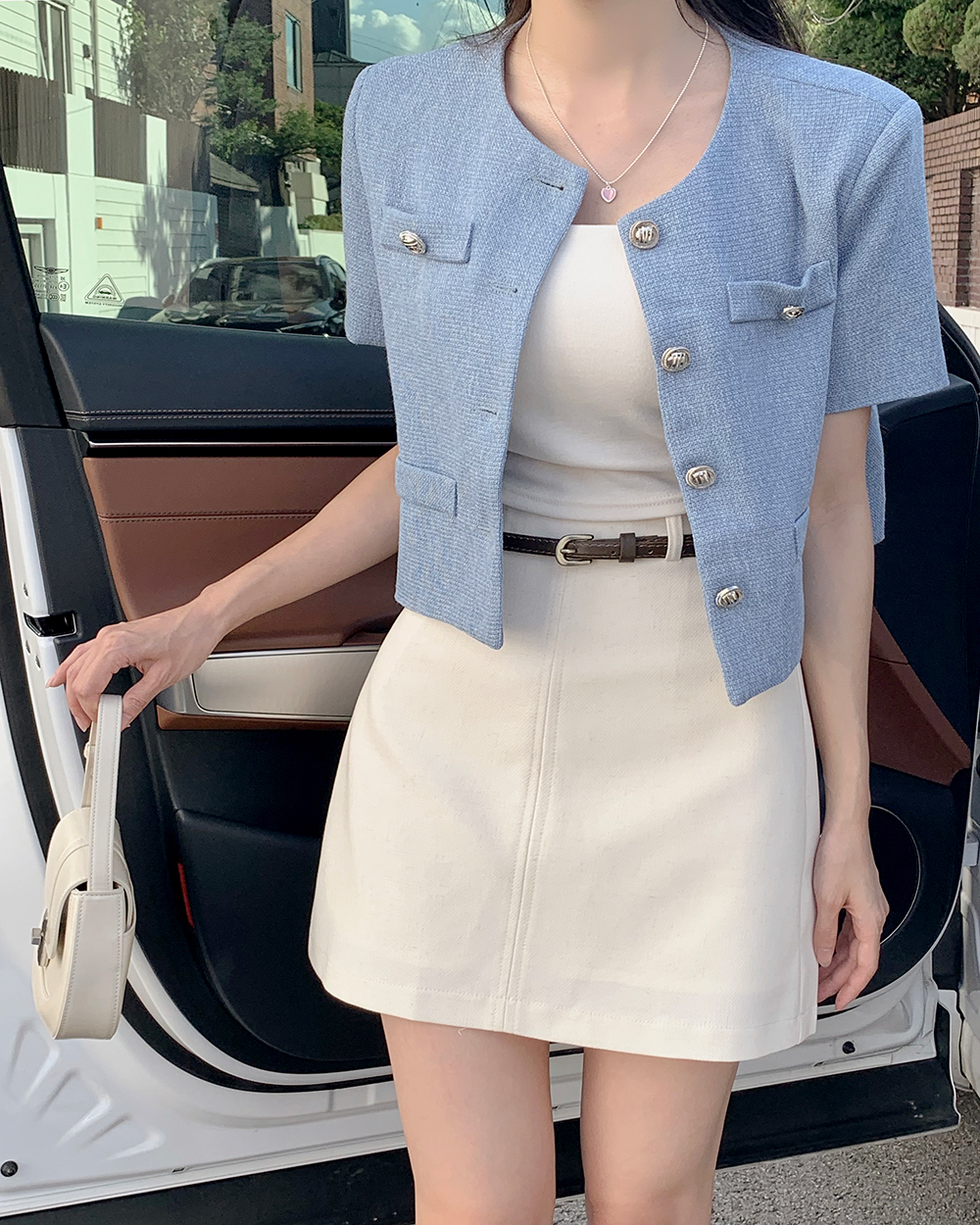 ツイードクロップド半袖ジャケット | レディースファッション通販 - DHOLIC