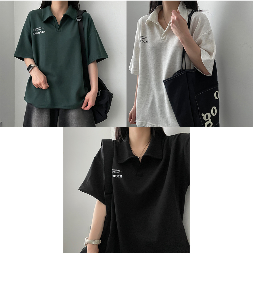 英字開襟半袖Tシャツ | レディースファッション通販 - DHOLIC