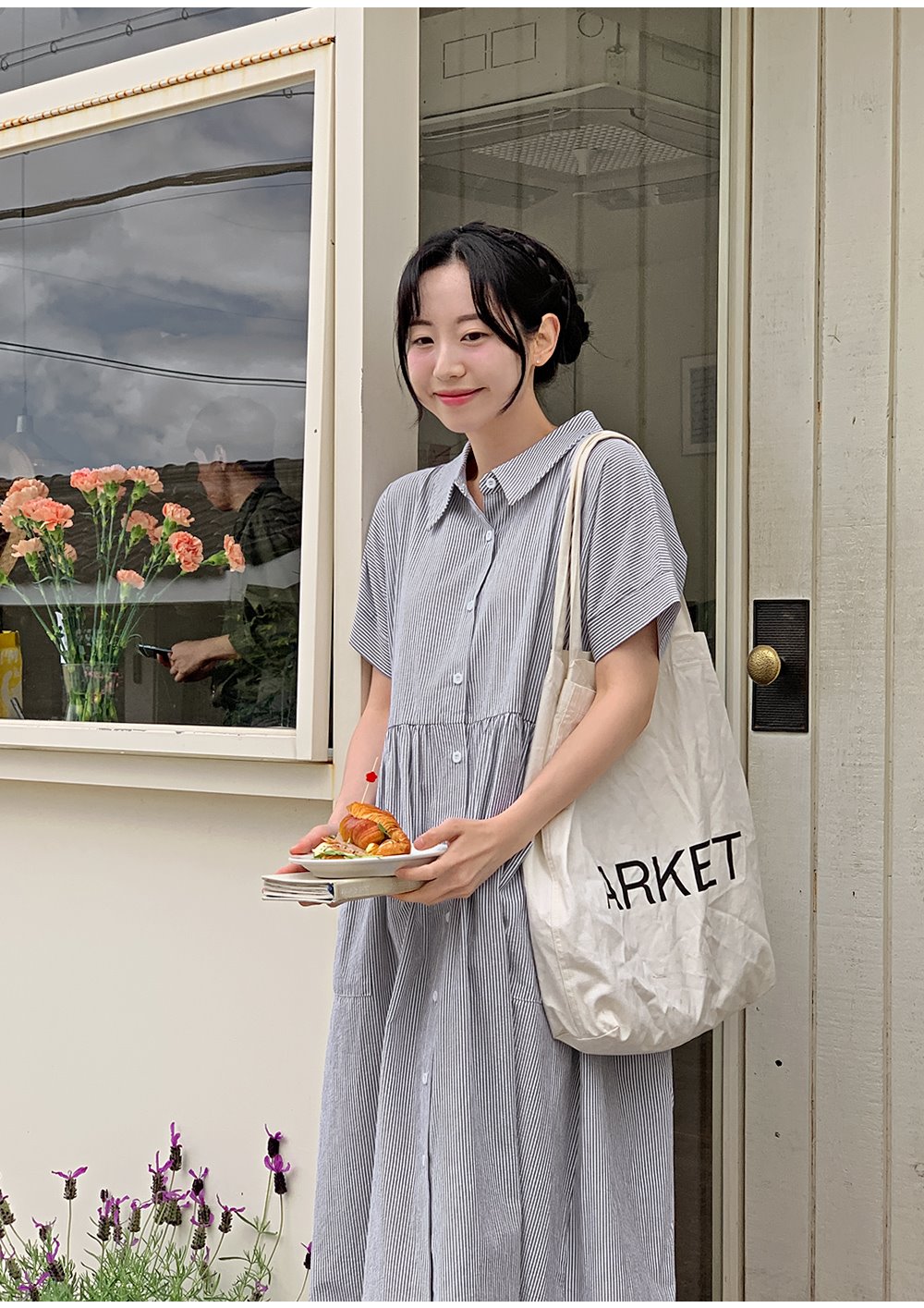 腰紐付き　DAKS ストライプシャツ ワンピース　38 1827882_info_502AC6A7-8AEC-