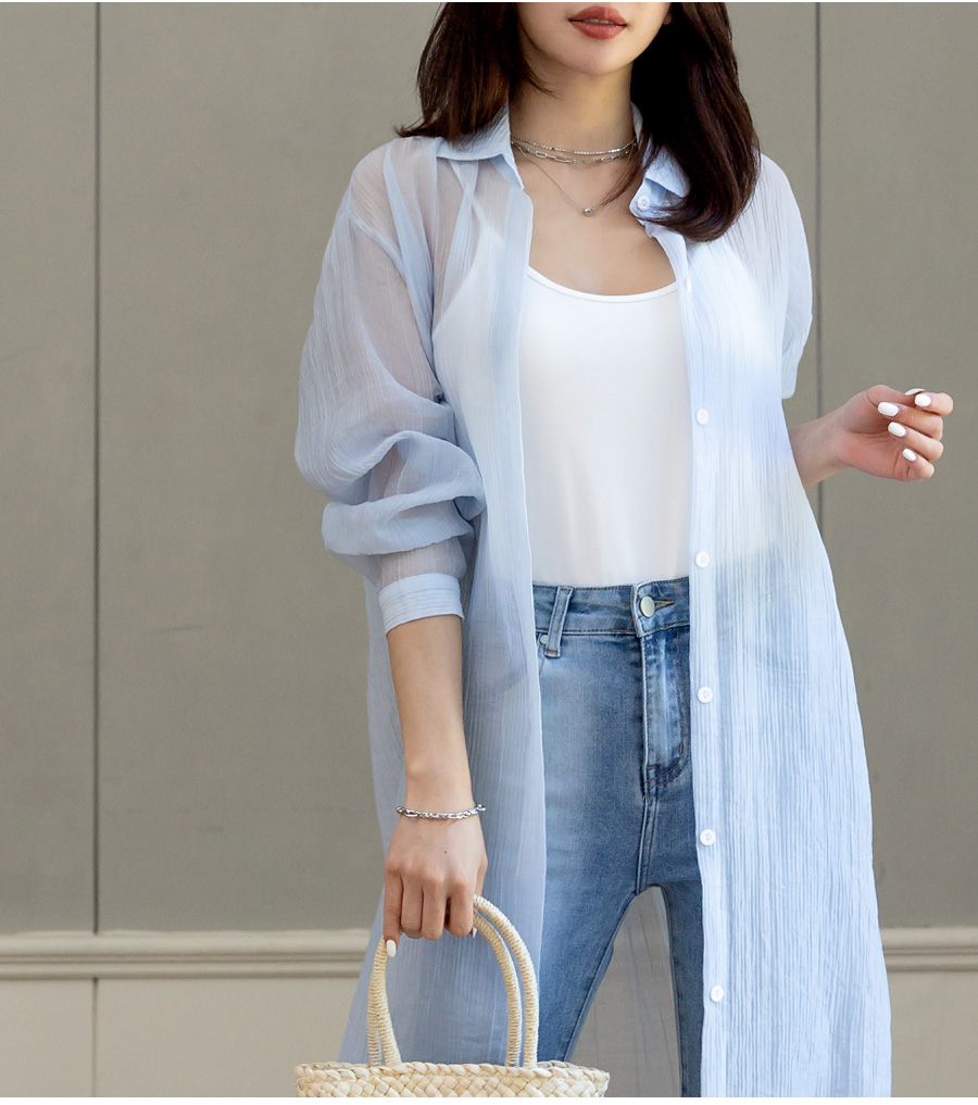 シースルーロングシャツ | レディースファッション通販 - DHOLIC
