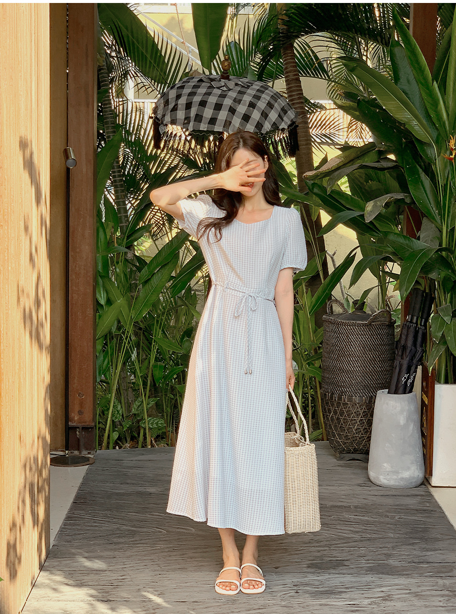 【DKNY】チェック柄の半袖ドレス ひざ丈ドレス ミニドレス かわいい ゴージャス チェック柄 MY2