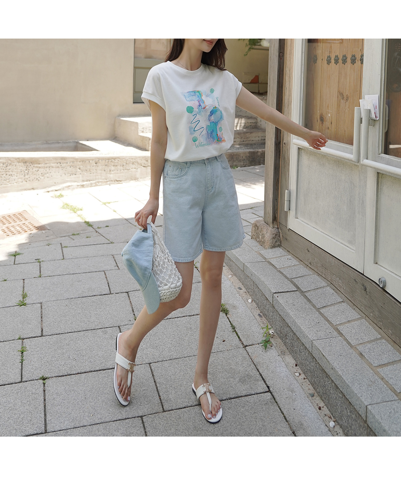 水彩画風プリントキャップTシャツ | レディースファッション通販