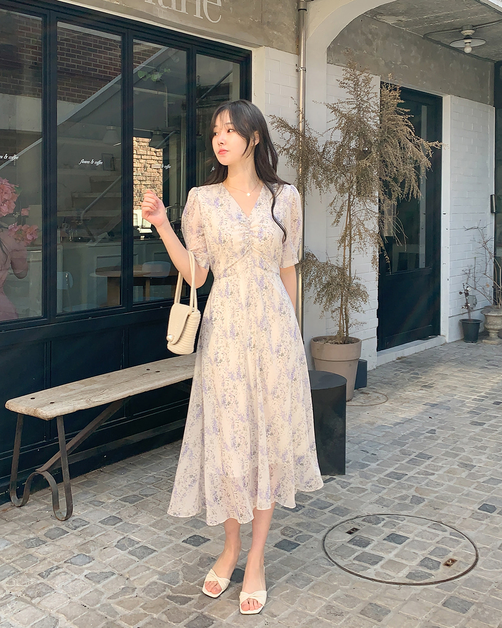 DVF ピンクシルクシフォンプリントワンピース シルクシフォンプリントワンピース 伊勢丹新宿店限定 | leur