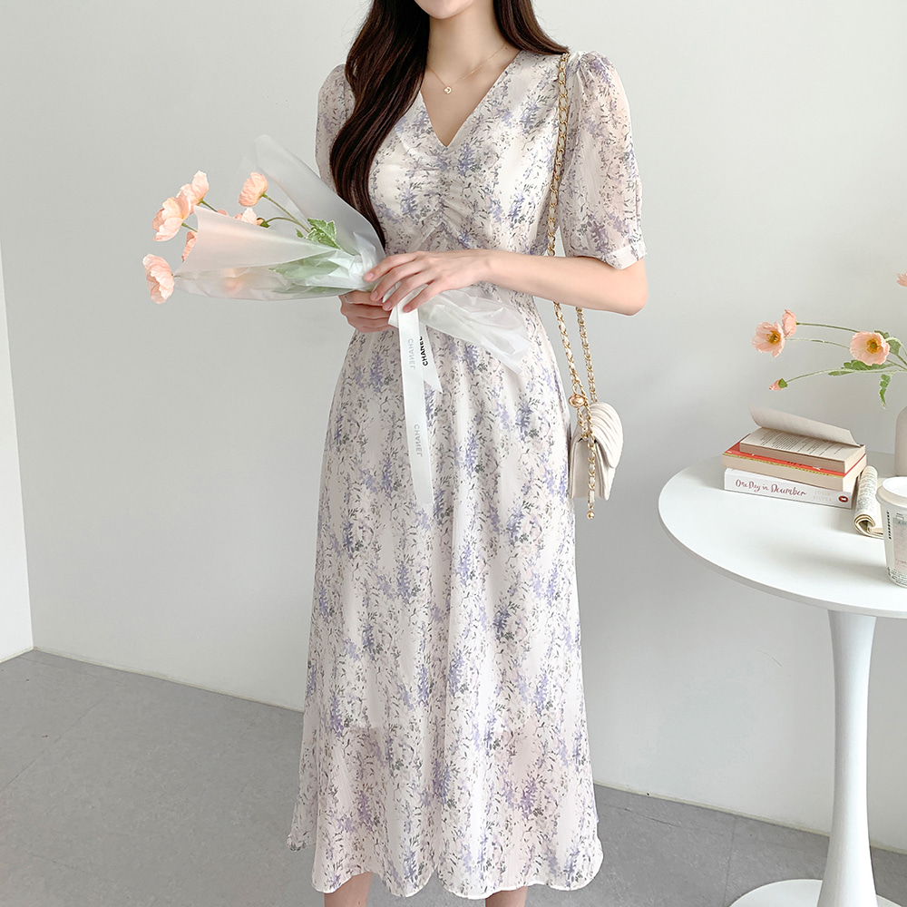 ワンピース シャーロツト・シフォン シャーリングシフォンフラワーワンピース | レディース