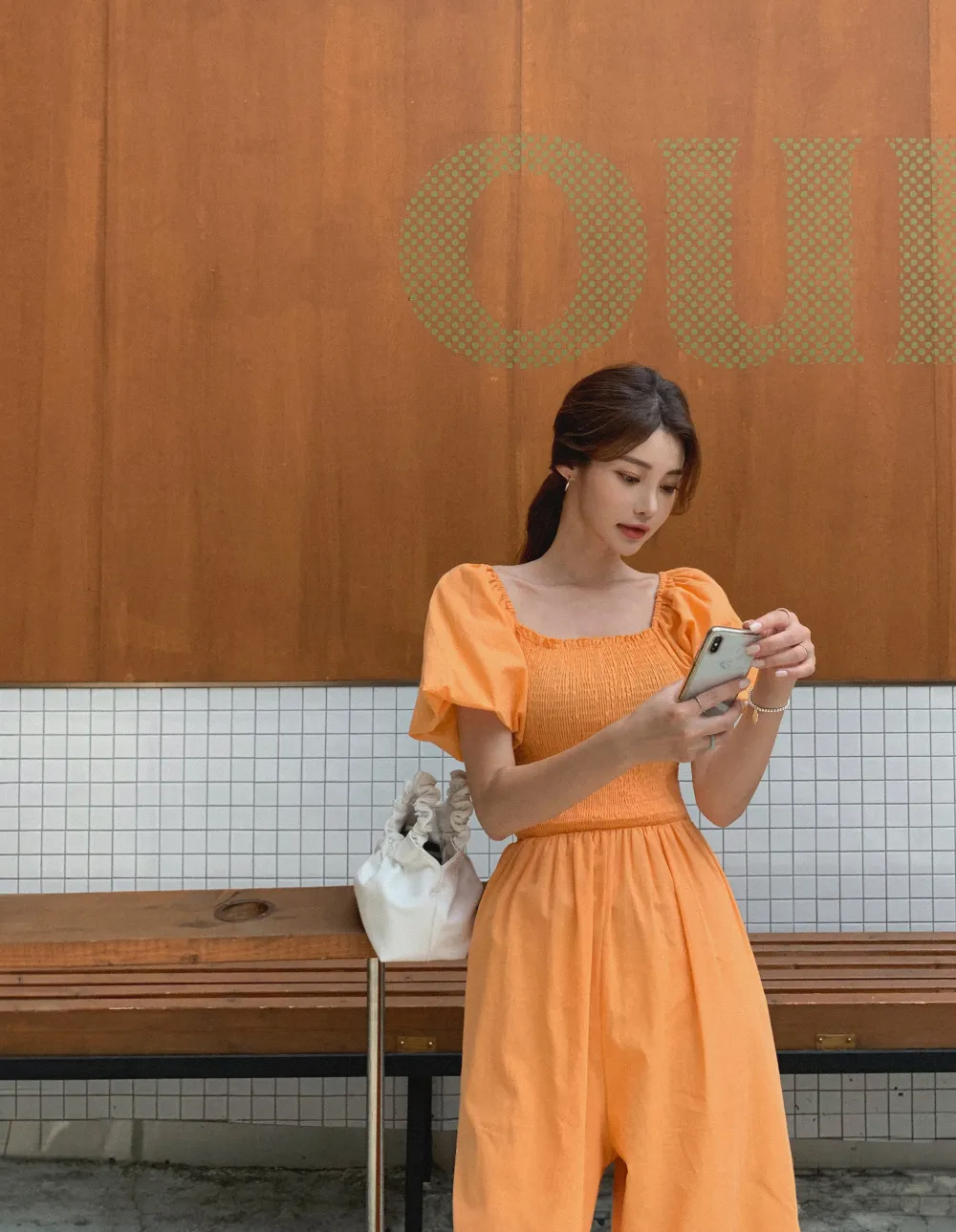멜빵 스커트/바지 모델 착용 이미지-S1L94